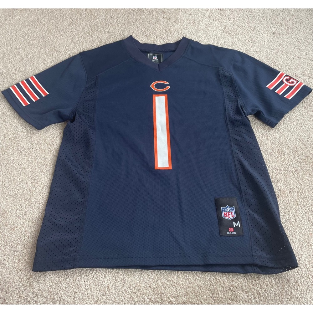 NFL Team Apparel Chicago Bears Justin Fields 1 Youth Jersey Navy Medium 10-12
